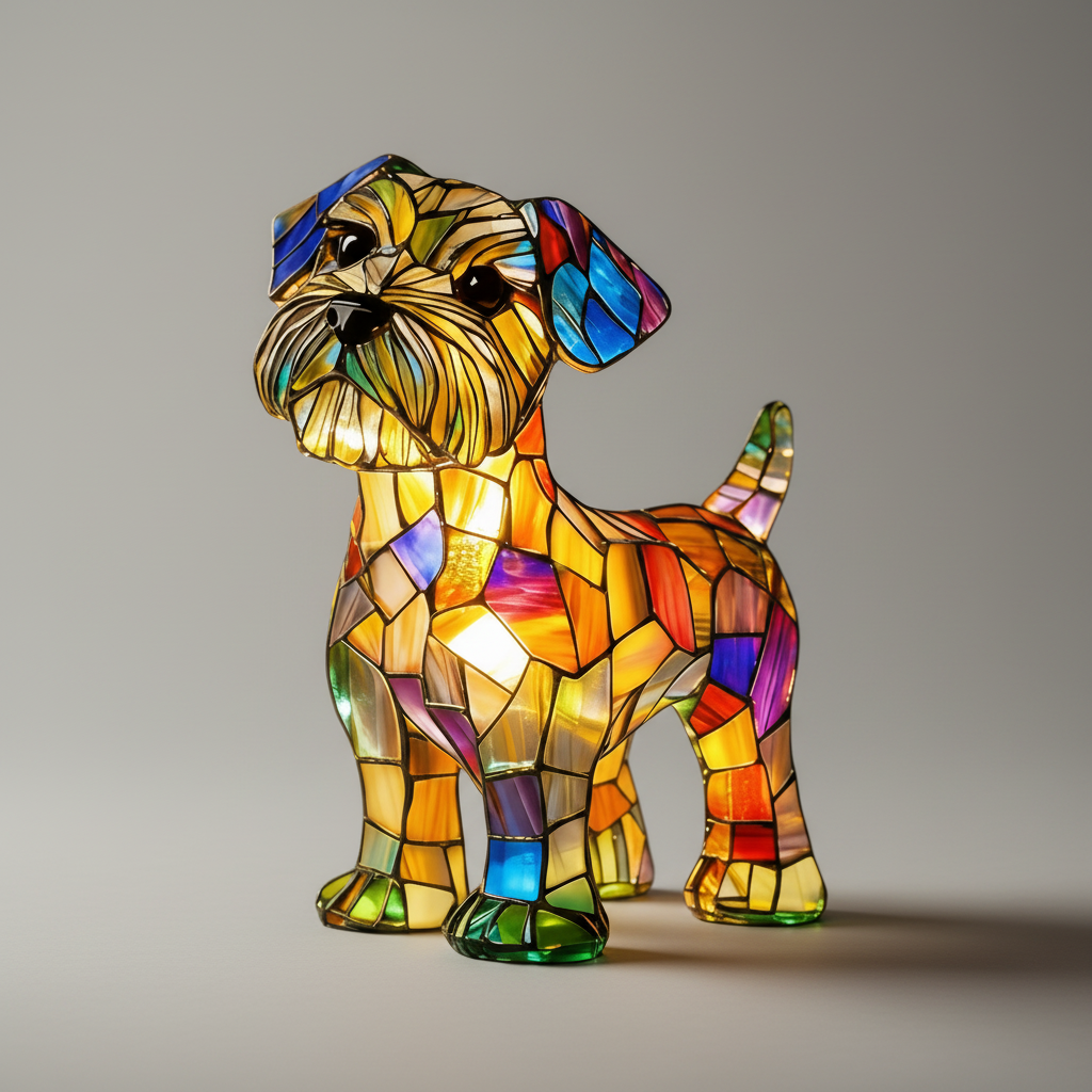 Luvano Tischleuchte Hund Buntglas Nachtlicht