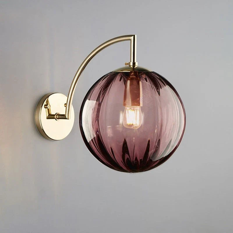 Luvano Wandleuchte Glaskugel Messing Rauchglas