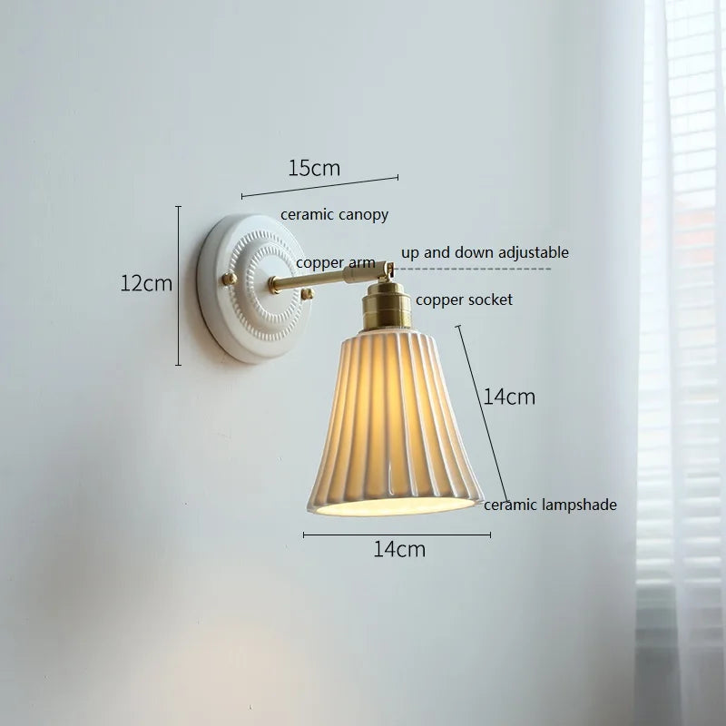 Luvano Wandleuchte Keramik creme Vintage