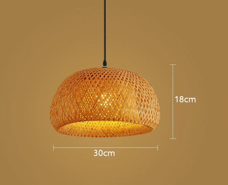 Luvano Pendelleuchte Bambus Rattan handgeflochten