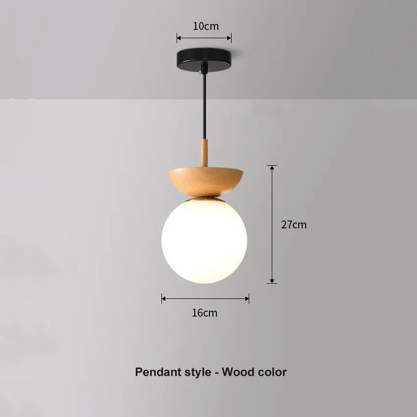 Luvano Deckenleuchte Glaskugel Holz Nordic