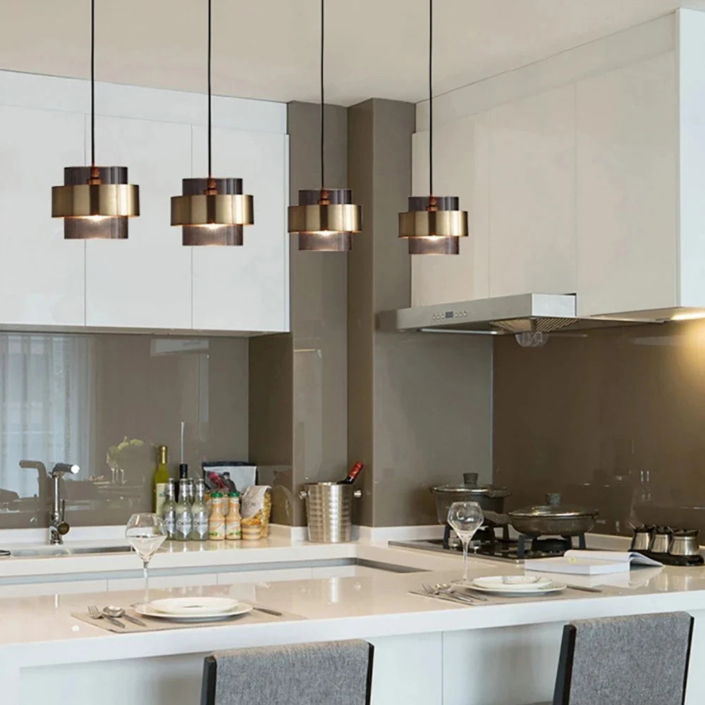 Luvano Pendelleuchte Glas Messing Zylinder Nordic