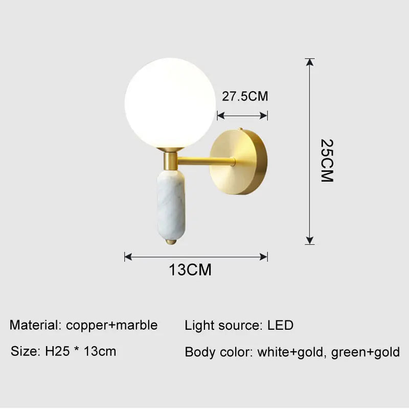 Luvano Wandleuchte Marmor Glas gold elegant