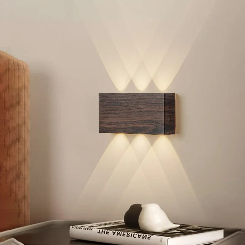 Luvano LumiBlock Wandleuchte Akku Holzoptik