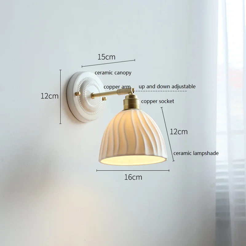 Luvano Wandleuchte Keramik creme Vintage