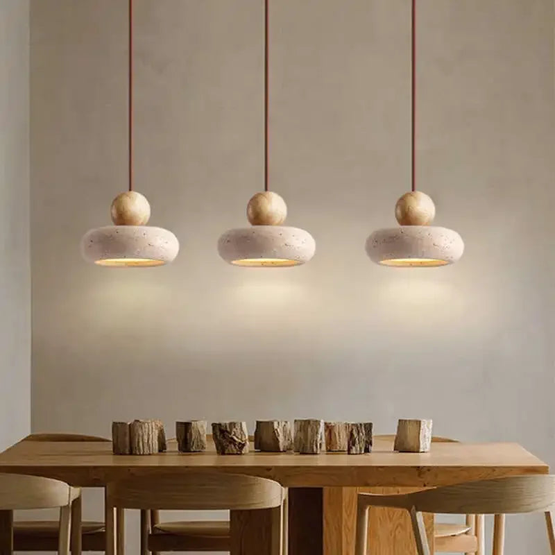 Luvano Pendelleuchte Naturstein Holz minimal