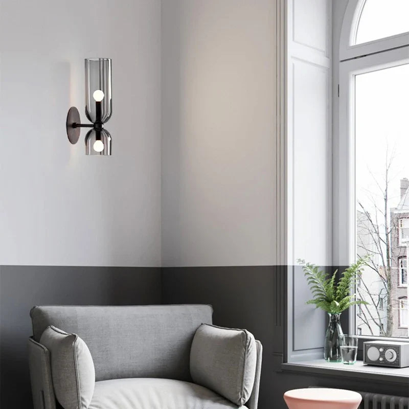 Luvano Wandleuchte Rauchglas Röhre Nordic