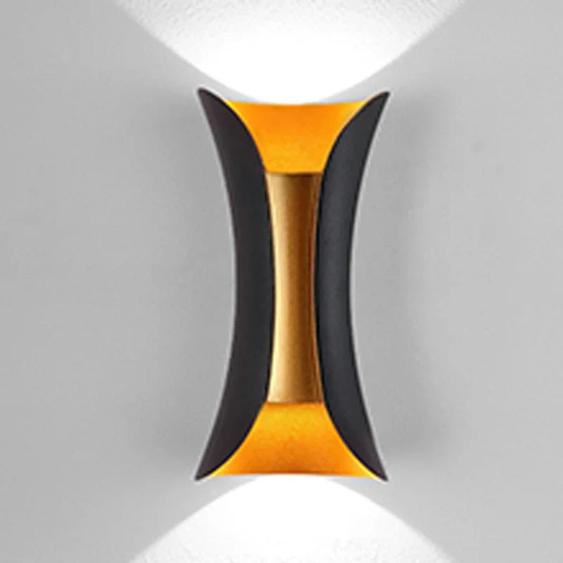 Luvano Wandleuchte außen schwarz gold Up Down