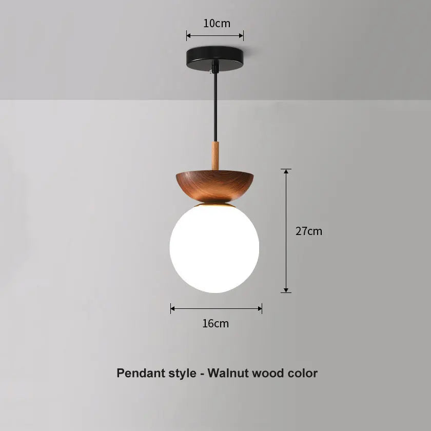Luvano Deckenleuchte Glaskugel Holz Nordic