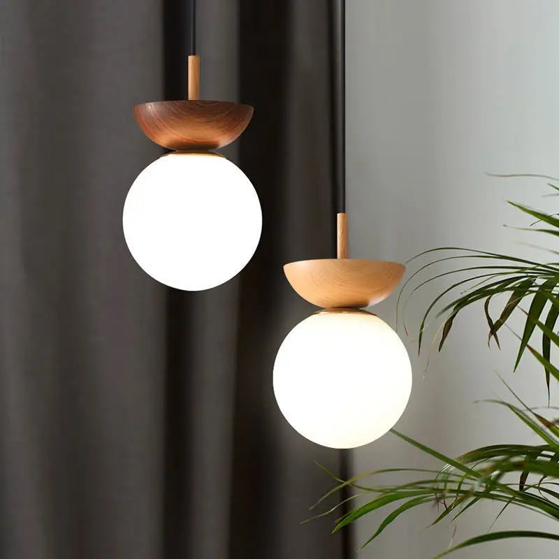 Luvano Deckenleuchte Glaskugel Holz Nordic