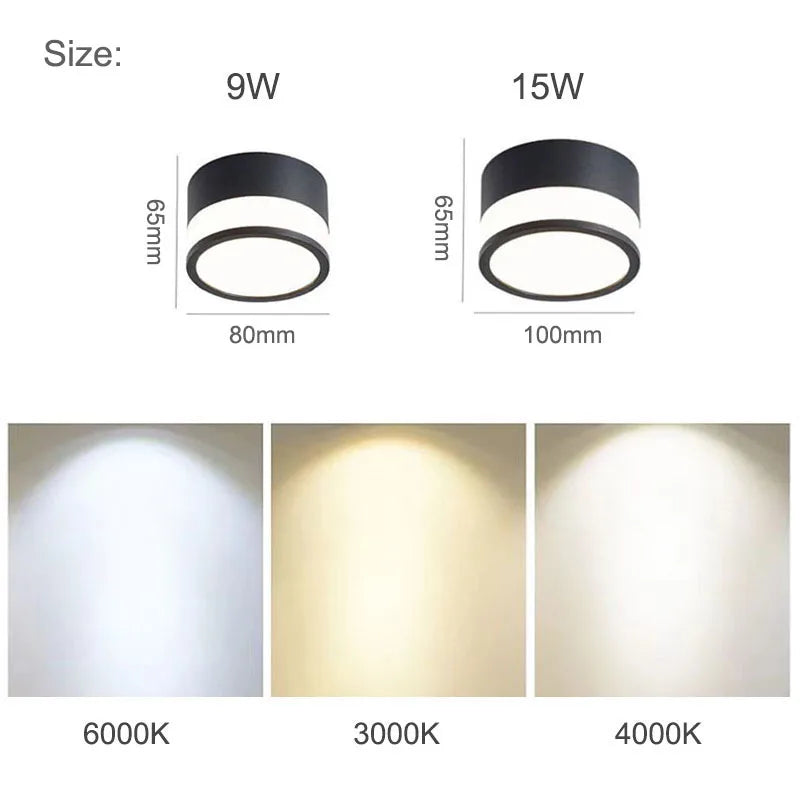 Luvano LED Downlight Aufbau 9W 15W Nordic
