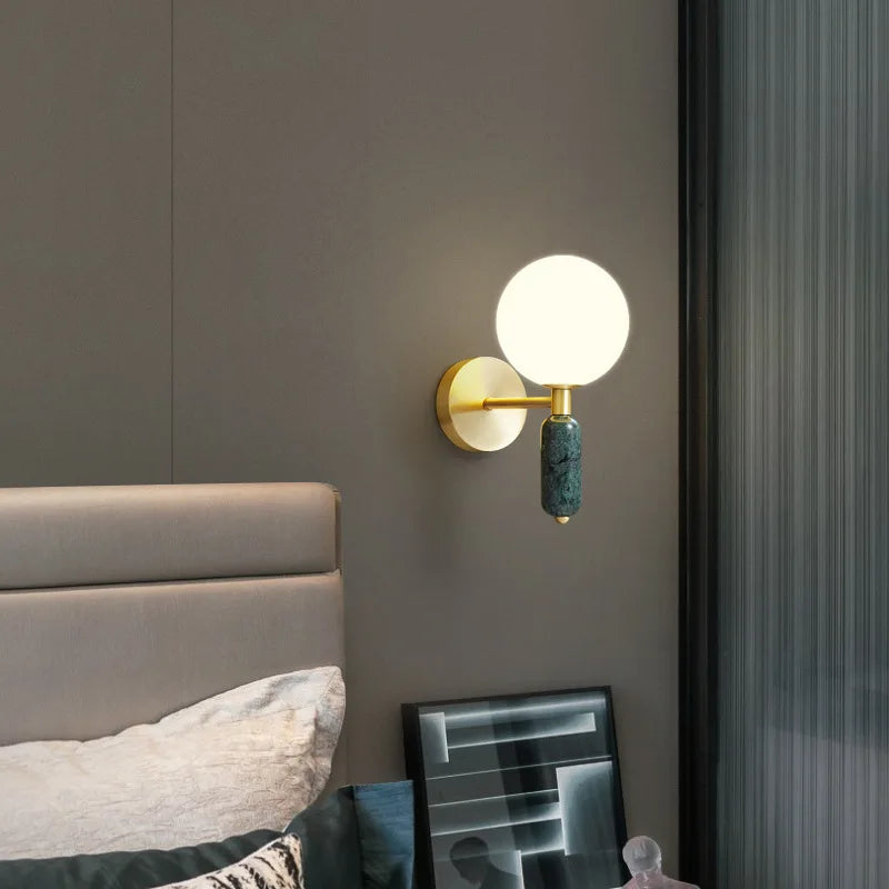 Luvano Wandleuchte Marmor Glas gold elegant