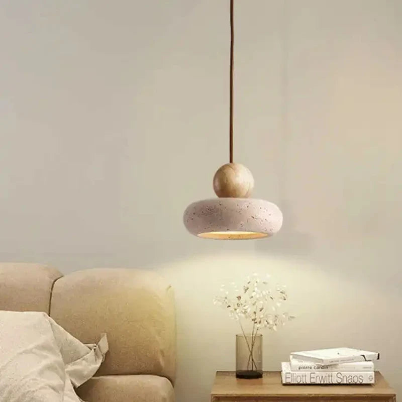 Luvano Pendelleuchte Naturstein Holz minimal