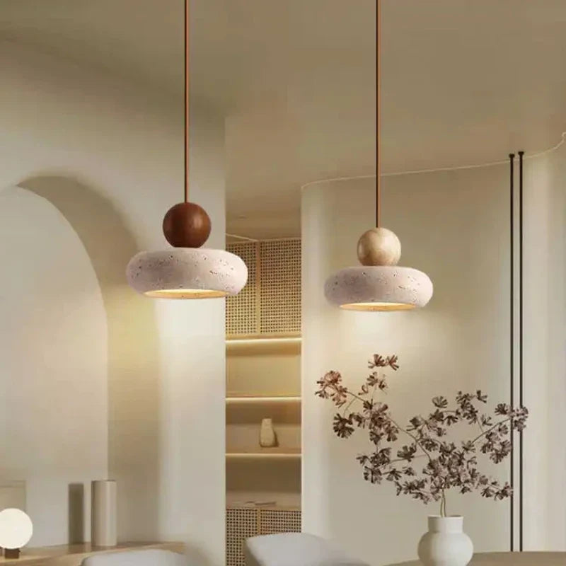 Luvano Pendelleuchte Naturstein Holz minimal