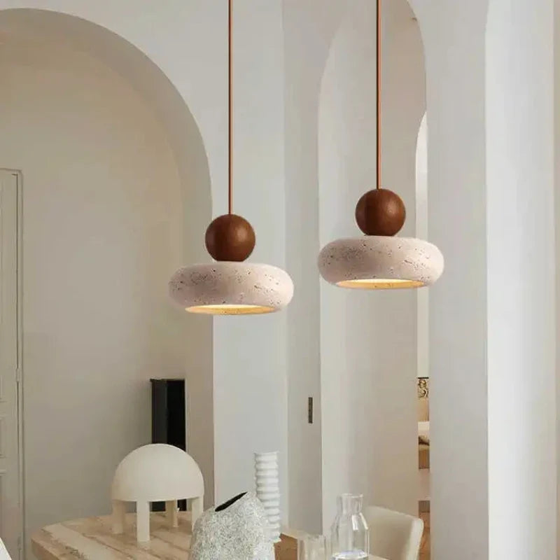 Luvano Pendelleuchte Naturstein Holz minimal