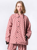 RAWRWAR Schachbrett-Snowboard-Coachjacke für Damen