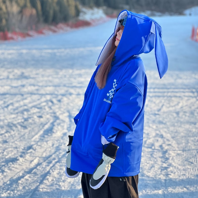 Doorek Unisex Niedlicher Hasen-Schnee-Hoodie - Lange Ohren-Verzierung