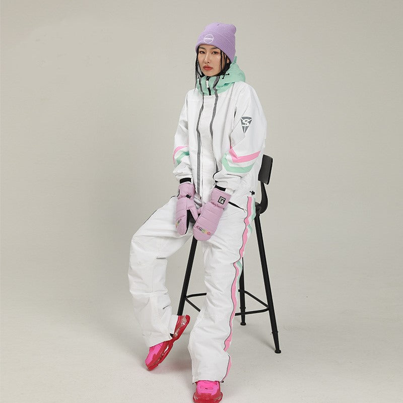 Damen Wintermode Einteiliger Skioverall Schneeanzug