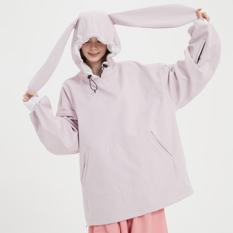Doorek Unisex Niedlicher Hasen-Schnee-Hoodie - Lange Ohren-Verzierung