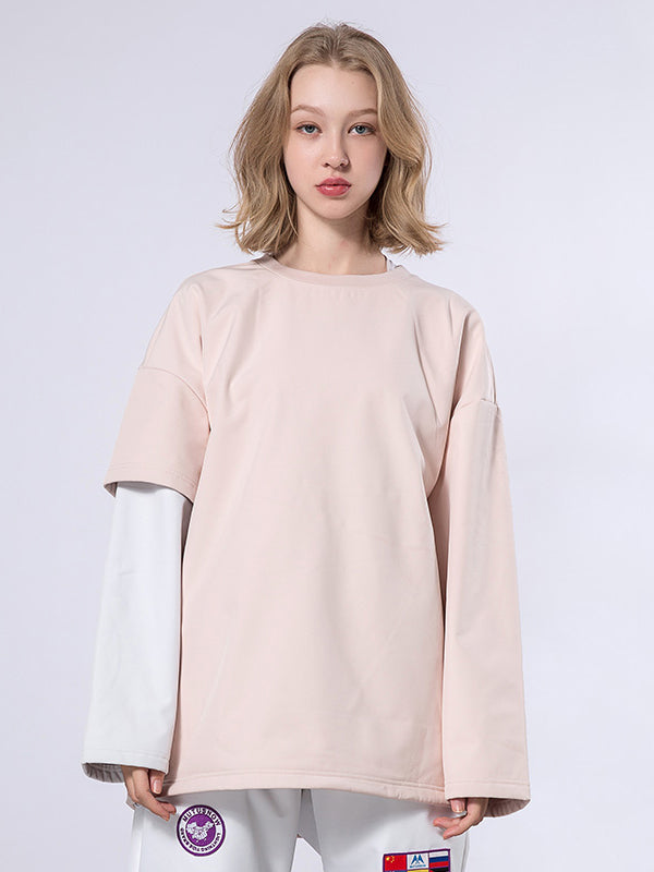 Mutu Herren-Pullover mit Rundhalsausschnitt und Fake-Two-Design