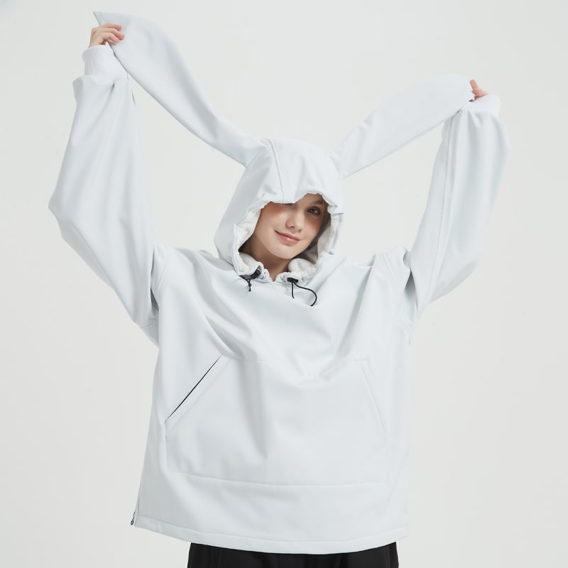 Doorek Unisex Niedlicher Hasen-Schnee-Hoodie - Lange Ohren-Verzierung