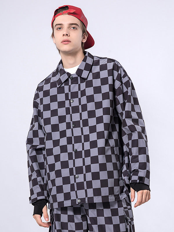 RAWRWAR Schachbrett-Snowboard-Coachjacke für Damen