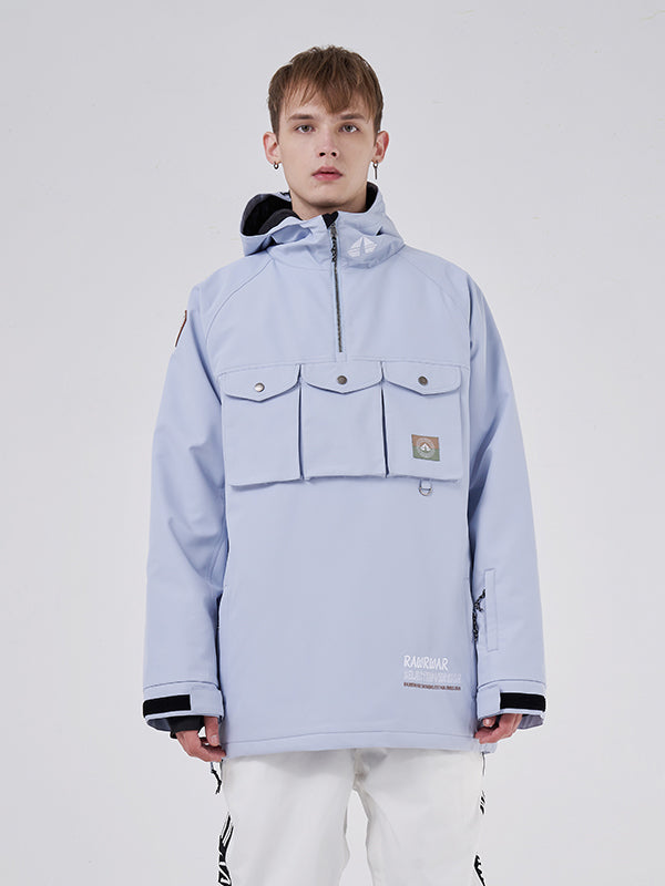 RAWRWAR Damen-Skijacke mit 3 Cargo-Taschen und halbem Reißverschluss