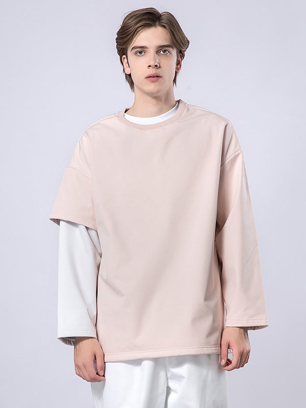 Mutu Damen-Pullover mit Rundhalsausschnitt und Fake-Two-Design