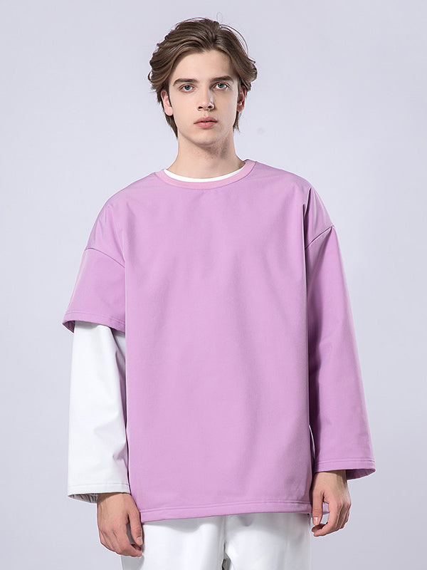 Mutu Damen-Pullover mit Rundhalsausschnitt und Fake-Two-Design
