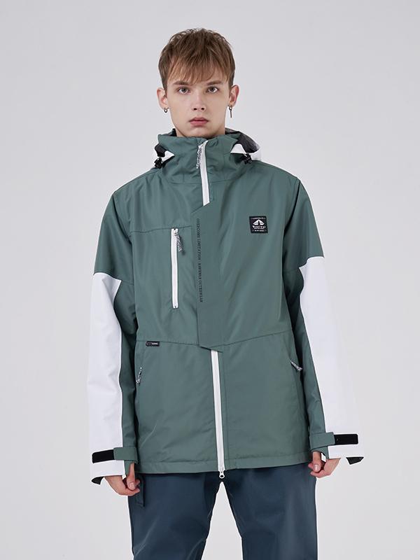 RAWRWAR Herren-Winterparka mit Farbblockärmeln und Powder Space-Design