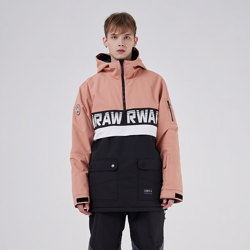 RAWRWAR Powershot Cargo Damen-Schneejacke mit halbem Reißverschluss und abnehmbarem Saum