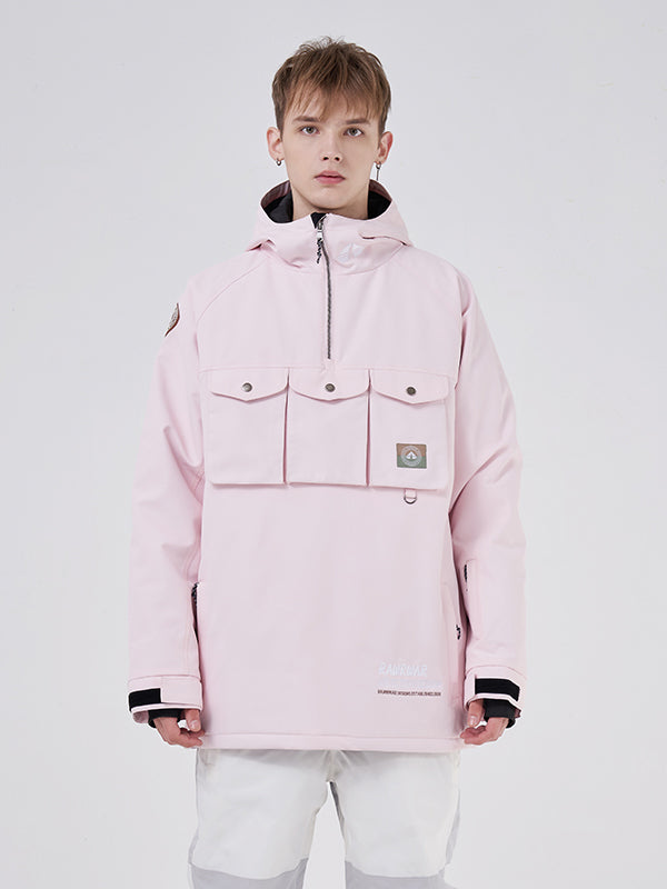RAWRWAR Damen-Skijacke mit 3 Cargo-Taschen und halbem Reißverschluss
