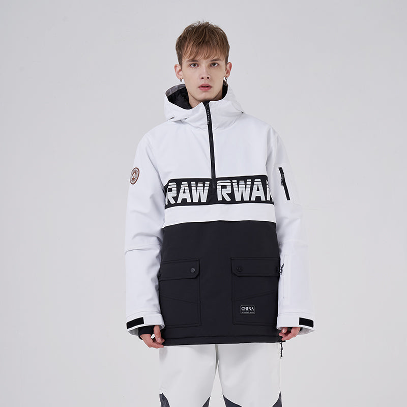 RAWRWAR Powershot Cargo Damen-Schneejacke mit halbem Reißverschluss und abnehmbarem Saum