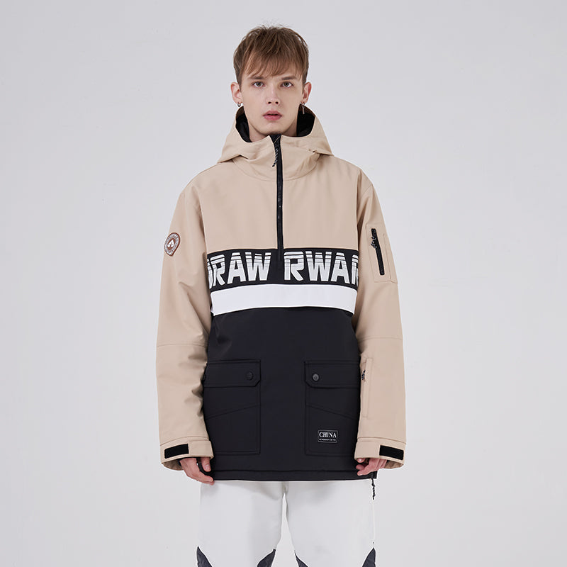 RAWRWAR Powershot Cargo Damen-Schneejacke mit halbem Reißverschluss und abnehmbarem Saum