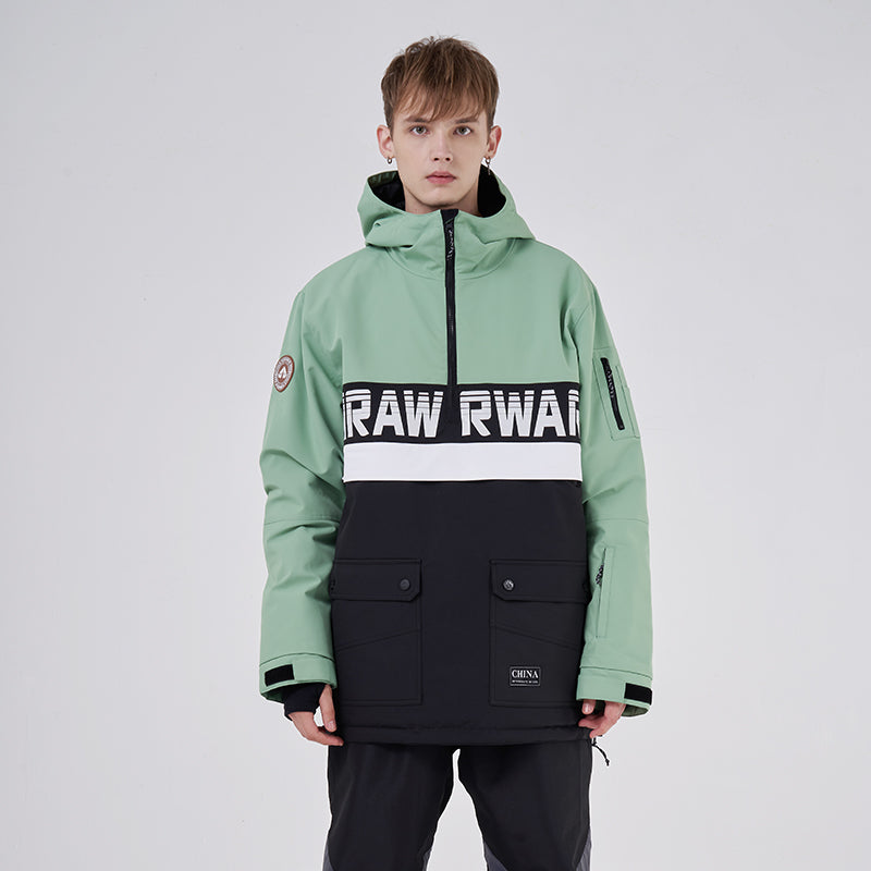RAWRWAR Powershot Cargo Damen-Schneejacke mit halbem Reißverschluss und abnehmbarem Saum
