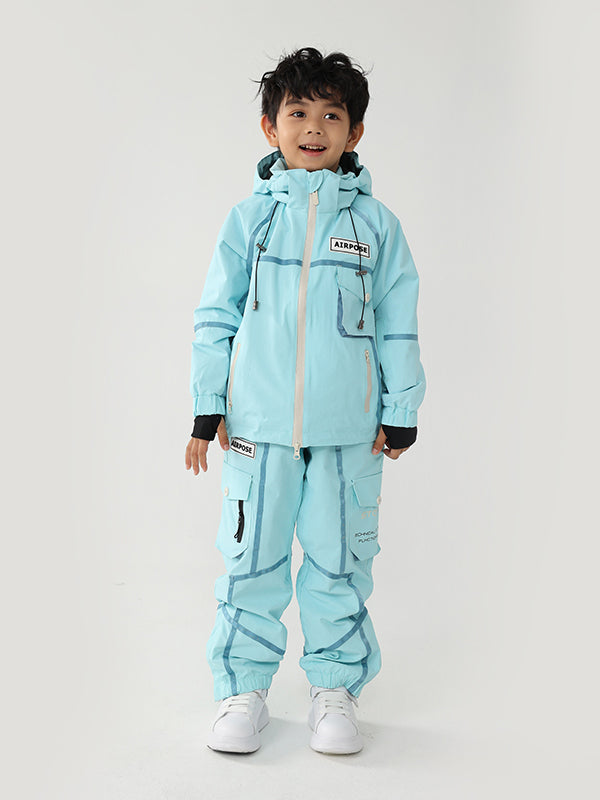 Kinder Air Pose Mountain Breaker Cargo-Schneeanzug mit Streifen – Skijacke und Hose