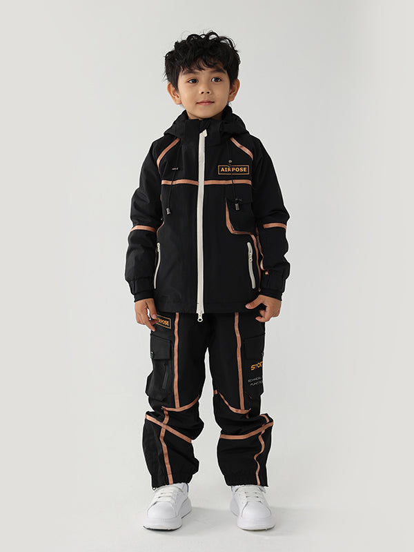 Kinder Air Pose Mountain Breaker Cargo-Schneeanzug mit Streifen – Skijacke und Hose