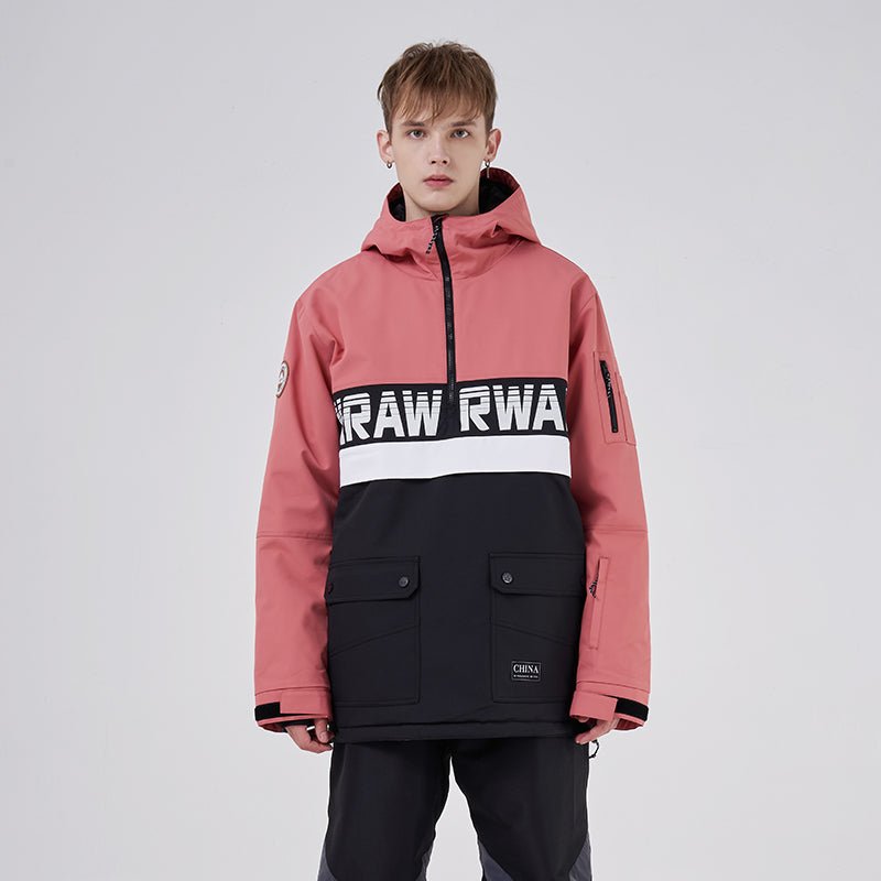RAWRWAR Powershot Cargo Damen-Schneejacke mit halbem Reißverschluss und abnehmbarem Saum