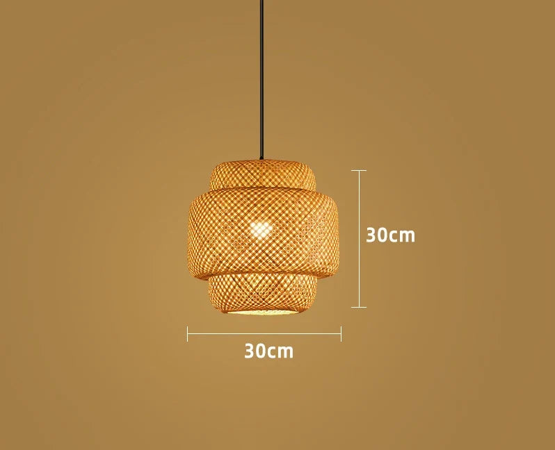 Luvano Pendelleuchte Bambus Rattan handgeflochten