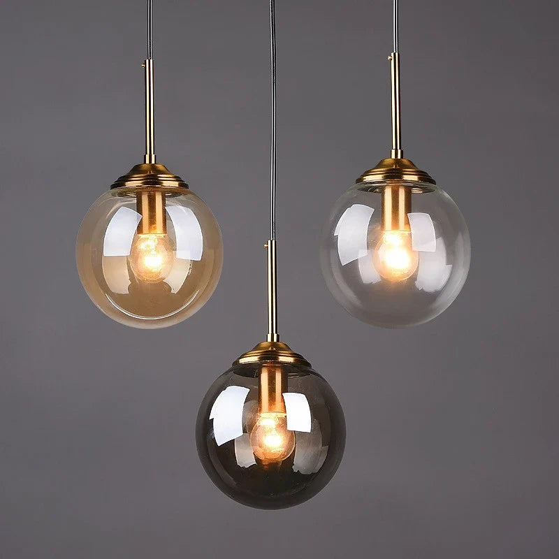 Luvano Pendelleuchte Glaskugel Bernstein Rauchglas