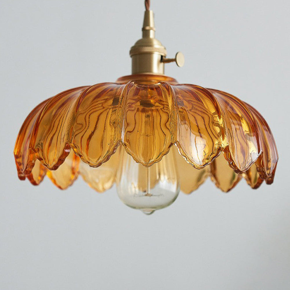 Luvano Pendelleuchte Blume Buntglas Vintage