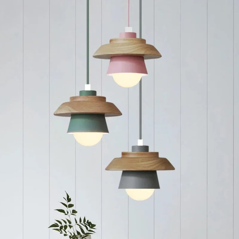 Luvano Pendelleuchte Holz Macaron bunt Nordic