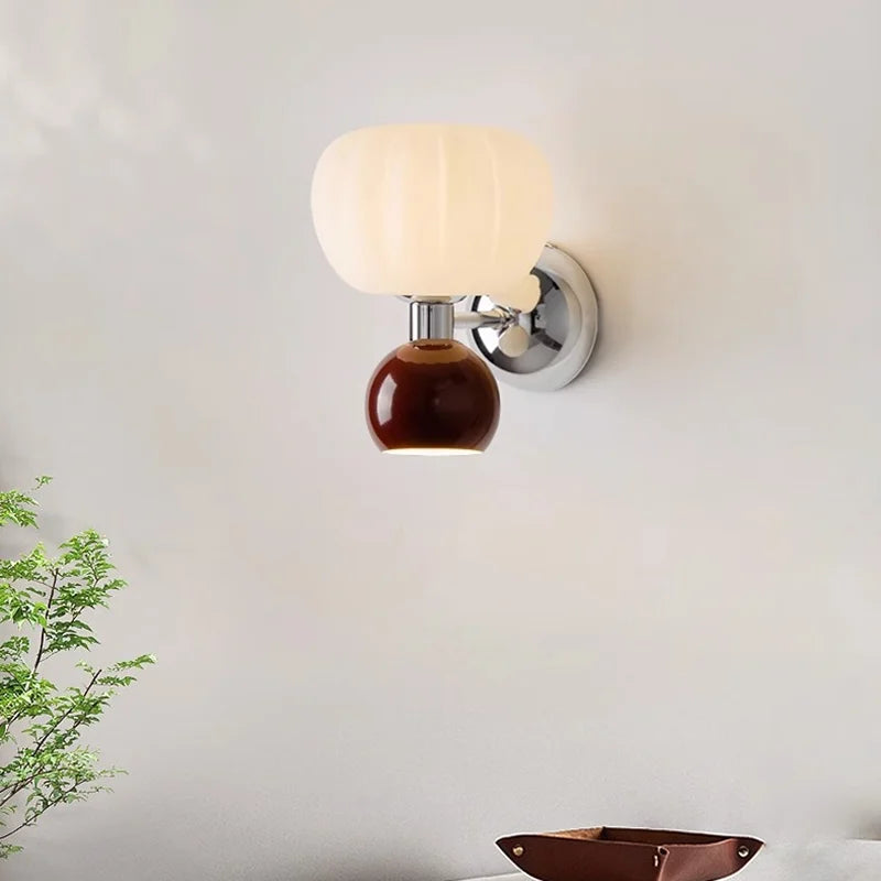 Luvano Wandleuchte Kürbis Glas Metall Nordic