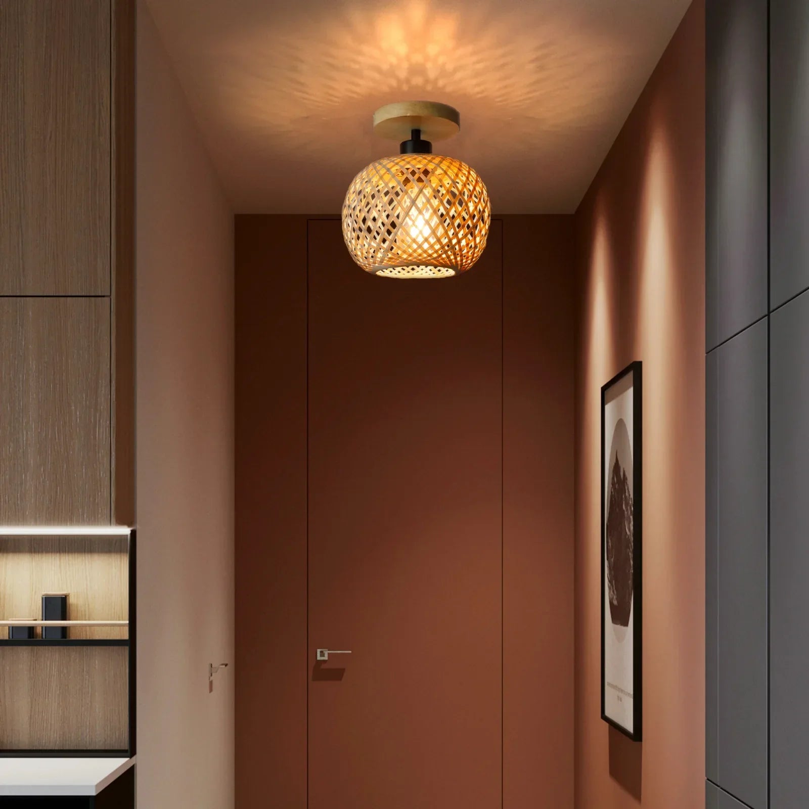 Luvano Natura Deckenleuchte Bambus Rattan LED