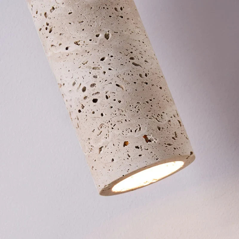 Luvano Pendelleuchte Travertin Holz Wabi Sabi