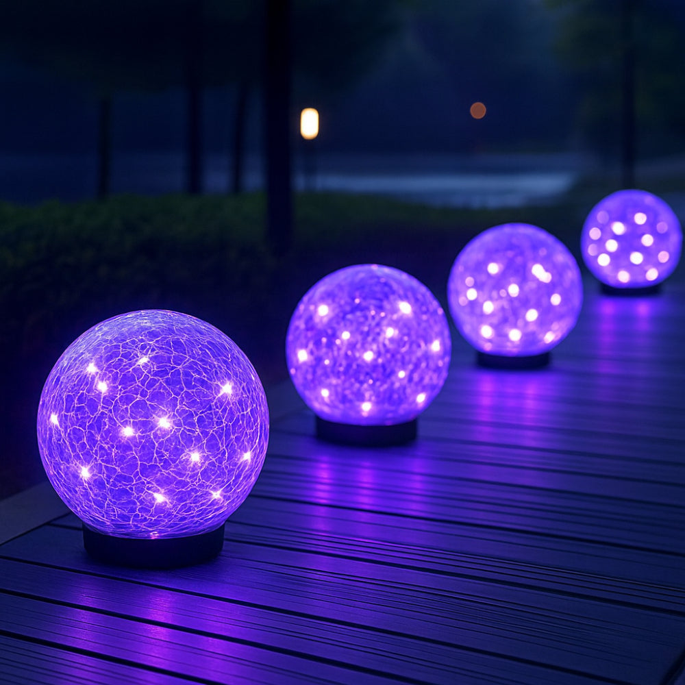 Luvano Solarleuchte Glaskugel Craquelé Garten