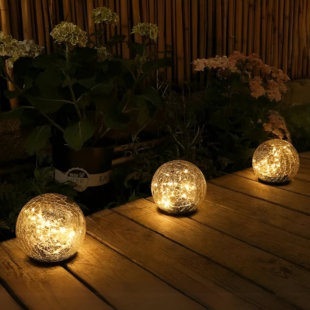 Luvano Solarleuchte Glaskugel Craquelé Garten
