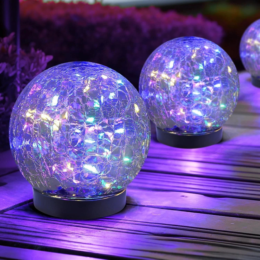 Luvano Solarleuchte Glaskugel Craquelé Garten