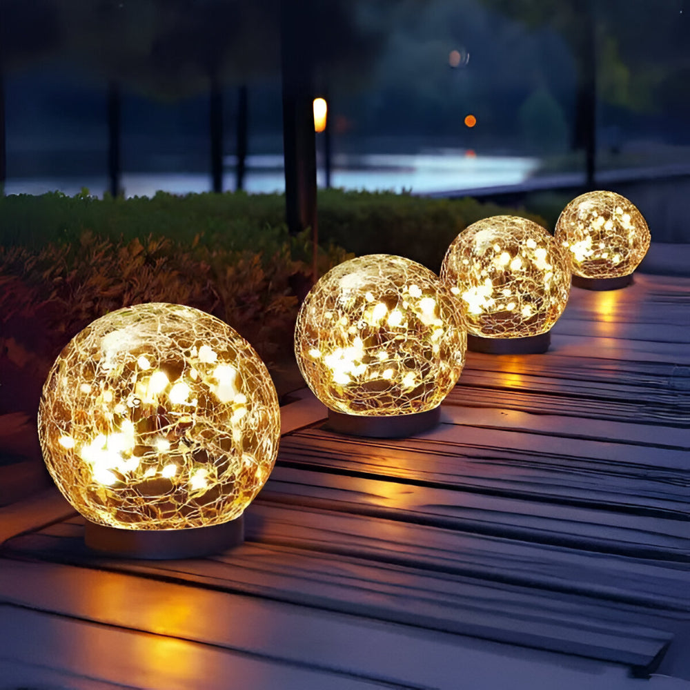 Luvano Solarleuchte Glaskugel Craquelé Garten