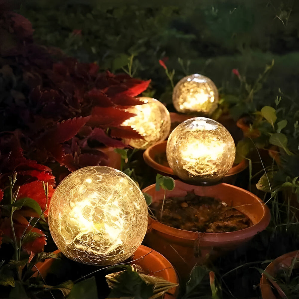Luvano Solarleuchte Glaskugel Craquelé Garten